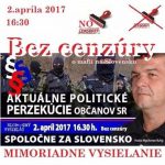 Bez cenzúry 83 – 2017-04-02 AKTUÁLNE POLITICKÉ PERZEKÚCIE OBČANOV SLOVENSKA episode thumbnail