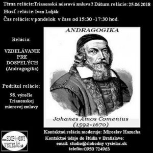 Vzdelávanie pre dospelých 102 – 2018-06-25 Trianonská mierová zmluva 2.