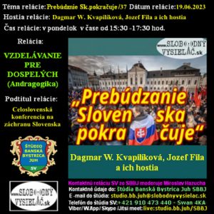 Vzdelávanie pre dospelých 356 – 2023-06-19 Celoslovenská konferencia na záchranu Slovenska
