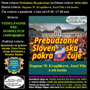 Vzdelávanie pre dospelých 387 – 2024-01-29 Spomienka na hrdinov národa: Petra Šveca, Juraja Micháleka a Reného Baláka